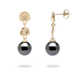 Seashells Tahitian Black Pearl Earrings in Gold - 40mm