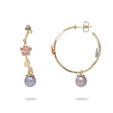 Pearls in Bloom Freshwater Pearl Earrings in Tri Color Gold with Diamonds - 33mm-Maui Divers Jewelry