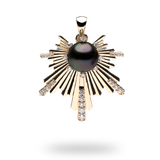 E Hoʻāla Tahitian Black Pearl Pendant in Gold with Diamonds - 27mm - Maui Divers Jewelry