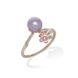 Pearls in Bloom Plumeria Lavender Freshwater Pearl Ring in Two Tone Gold with Diamond - Maui Divers Jewelry