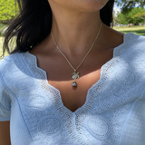 Sea Turtle Tahitian Black Pearl Pendant in Gold with Diamonds  - Model Photo - Maui Divers Jewelry