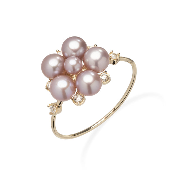 Tiny Bubbles Lavender Freshwater Pearl Ring in Gold with Diamonds - Maui Divers Jewelry
