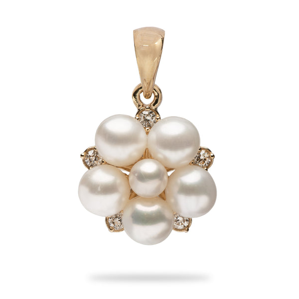 Winzige Blasen frischwasserweiß weißer Perlenanhänger in Gold mit Diamanten