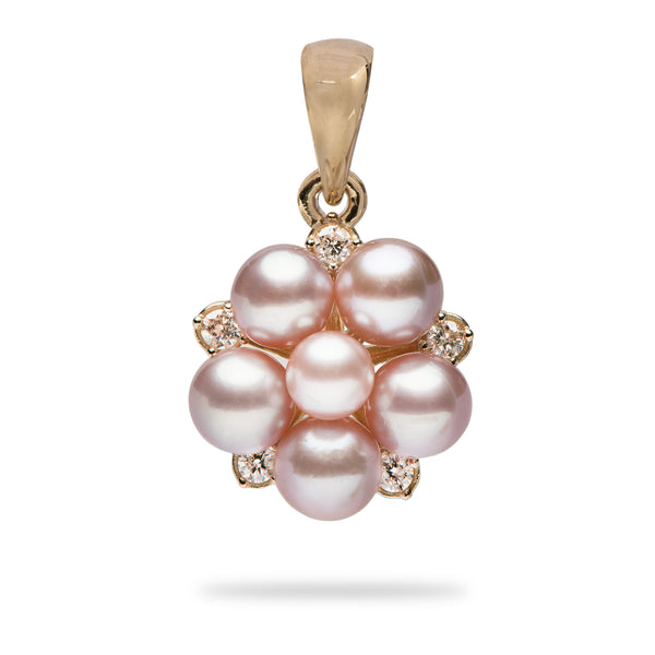 Tiny Bubbles Lavender Freshwater Pearl Pendant in Gold with Diamonds