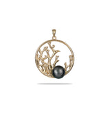 Reefs Tahitian Black Pearl Pendant in Gold with Diamonds - Maui Divers Jewelry