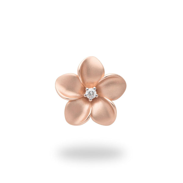 Plumeria Pendant in Rose Gold with Diamond - 16mm-Maui Divers Jewelry