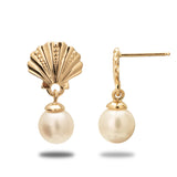 Pick A Pearl Seashells Earrings in Gold with White Pearl - Maui Divers Jewelry