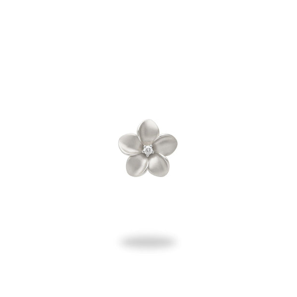 Plumeria Pendant in White Gold with Diamond - 9mm-Maui Divers Jewelry