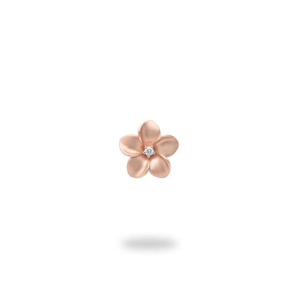 Plumeria Pendant in Rose Gold with Diamond - 9mm-Maui Divers Jewelry