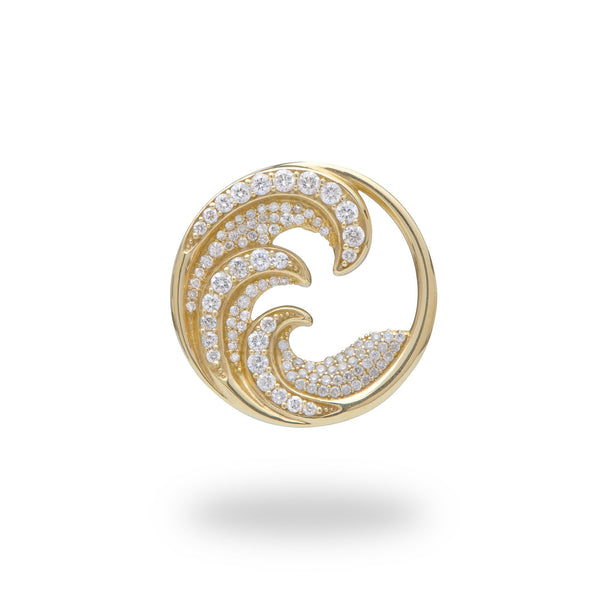 Nalu Pendant in Gold with Diamonds - 22mm-Maui Divers Jewelry
