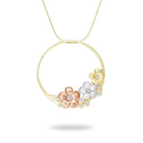 Plumeria Pendant in Tri Color Gold - 22mm-Maui Divers Jewelry