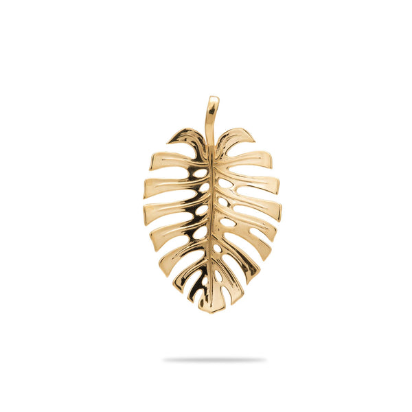 Monstera Pendant in Gold - 30mm - Maui Divers Jewelry