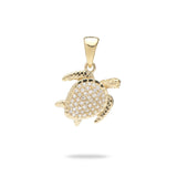 Honu Pendant in Gold with Diamonds - 13mm-Maui Divers Jewelry