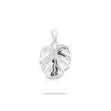 Monstera Pendant in White Gold - 15mm - Maui Divers Jewelry