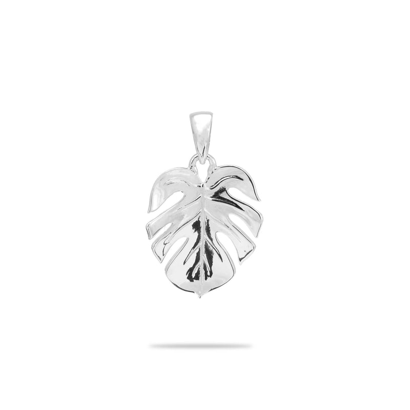 Monstera Pendant in White Gold - 15mm - Maui Divers Jewelry