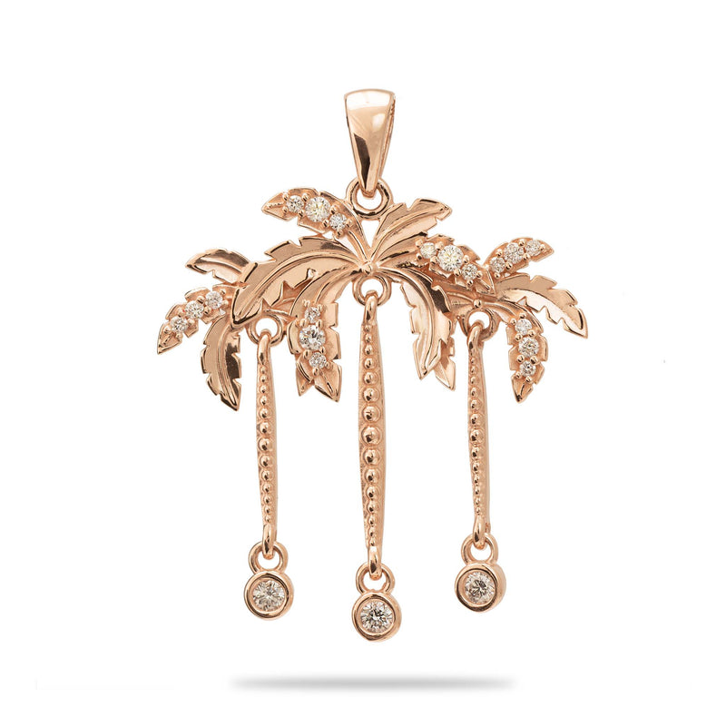 Paradise Palms – Palmenanhänger in Roségold mit Diamanten – 28 mm