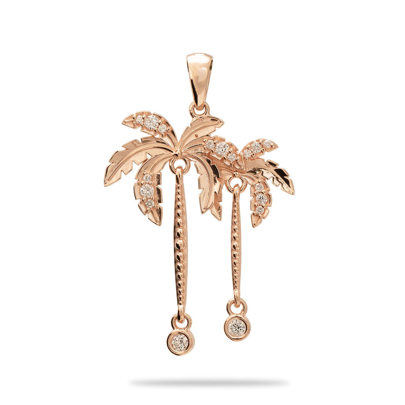Paradise Palms - Palm Tree Pendant in Rose Gold with Diamonds - Maui Divers Jewelry