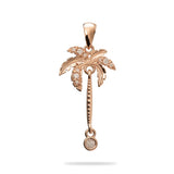 Paradise Palms - Palm Tree Pendant in Rose Gold with Diamonds - 28mm - Maui Divers Jewelry
