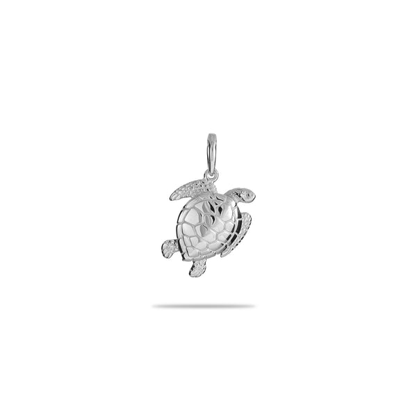 Honu Pendant in White Gold - 18mm - Maui Divers Jewelry