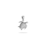 Honu Pendant in White Gold with Diamonds - 13mm - Maui Divers Jewelry