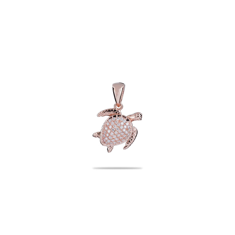 Honu Pendant in Rose Gold with Diamonds - 13mm - Maui Divers Jewelry