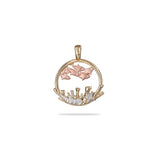 Reefs School of Fish Pendant in Tri Color Gold with Diamonds - 24mm