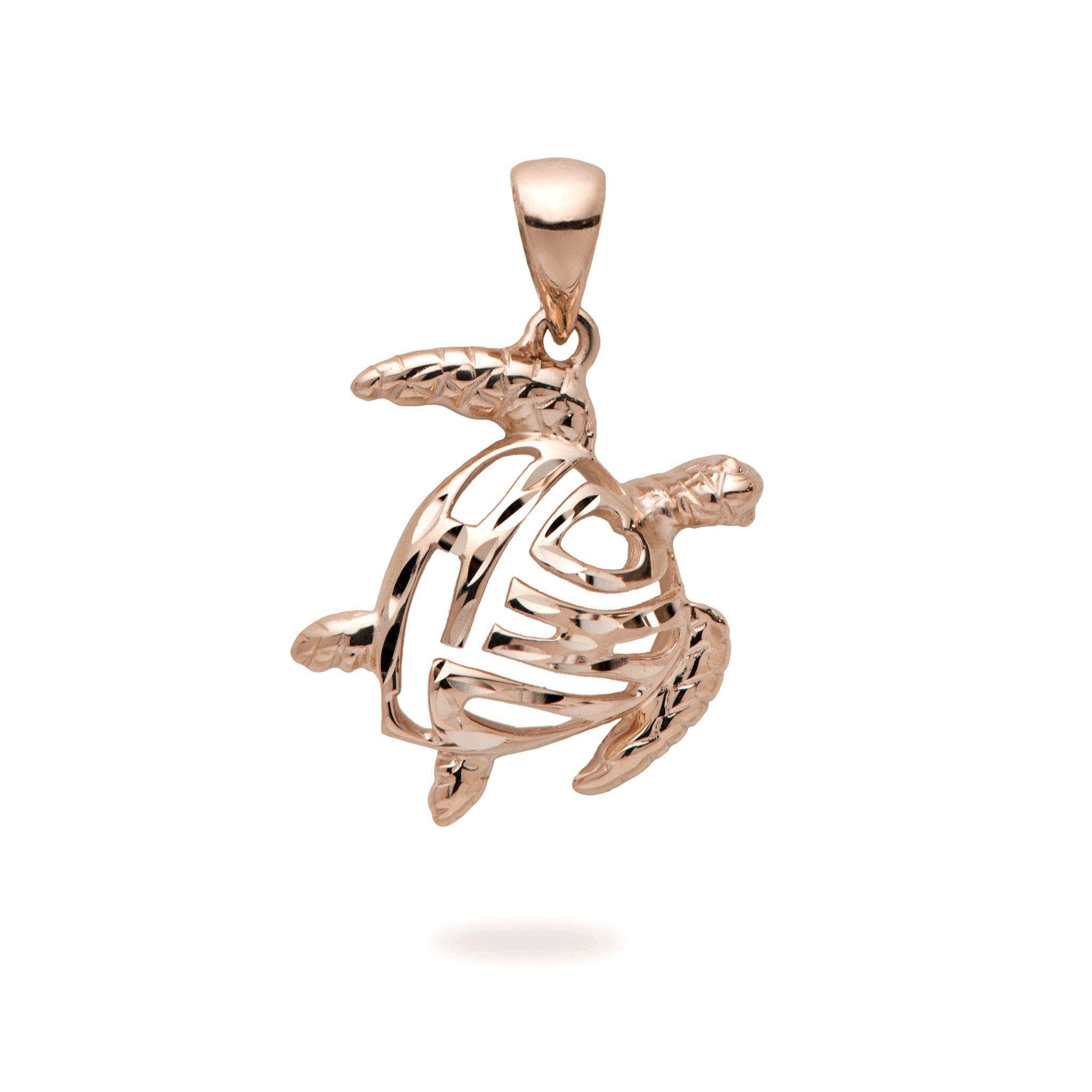 Honu Pendant in Rose Gold - 15mm-Maui Divers Jewelry