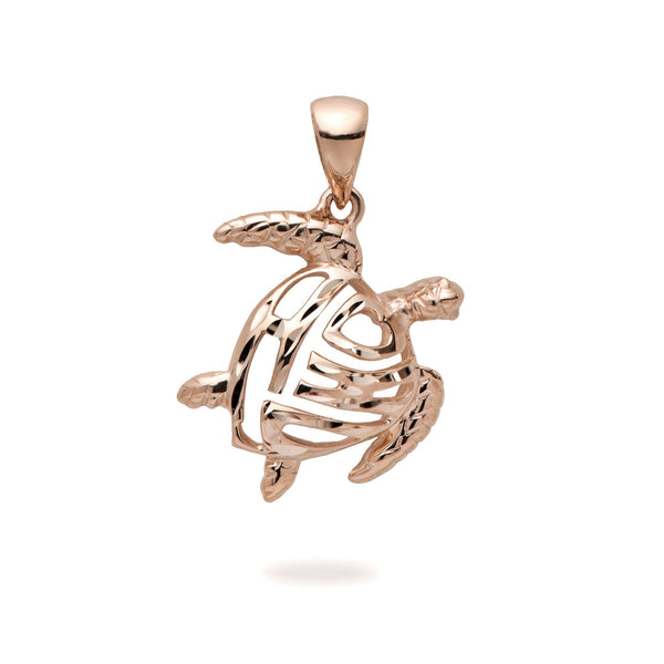 Honu Pendant in Rose Gold - 15mm-Maui Divers Jewelry