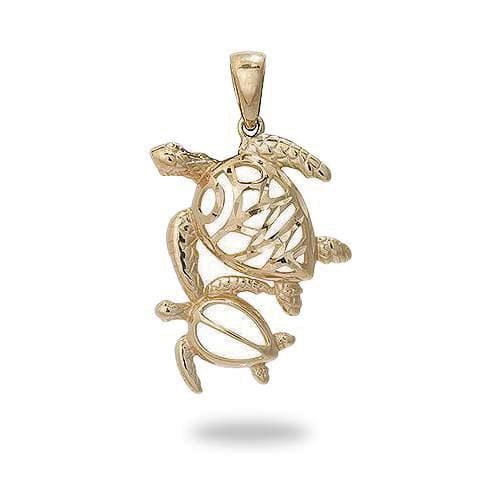 Honu Pendant in Gold - 19mm-Maui Divers Jewelry