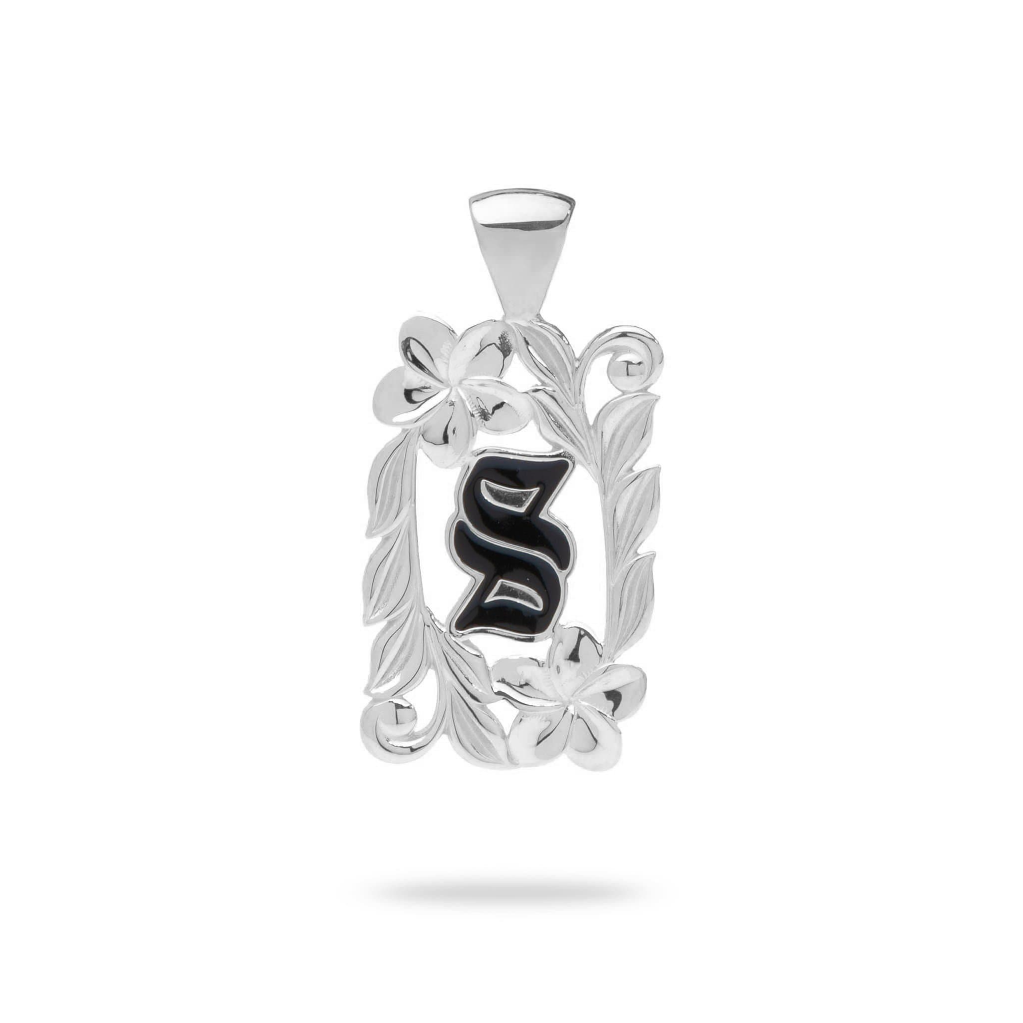 Special Order Hawaiian Heirloom Initial Pendant in White Gold - 014-03615-S-14W