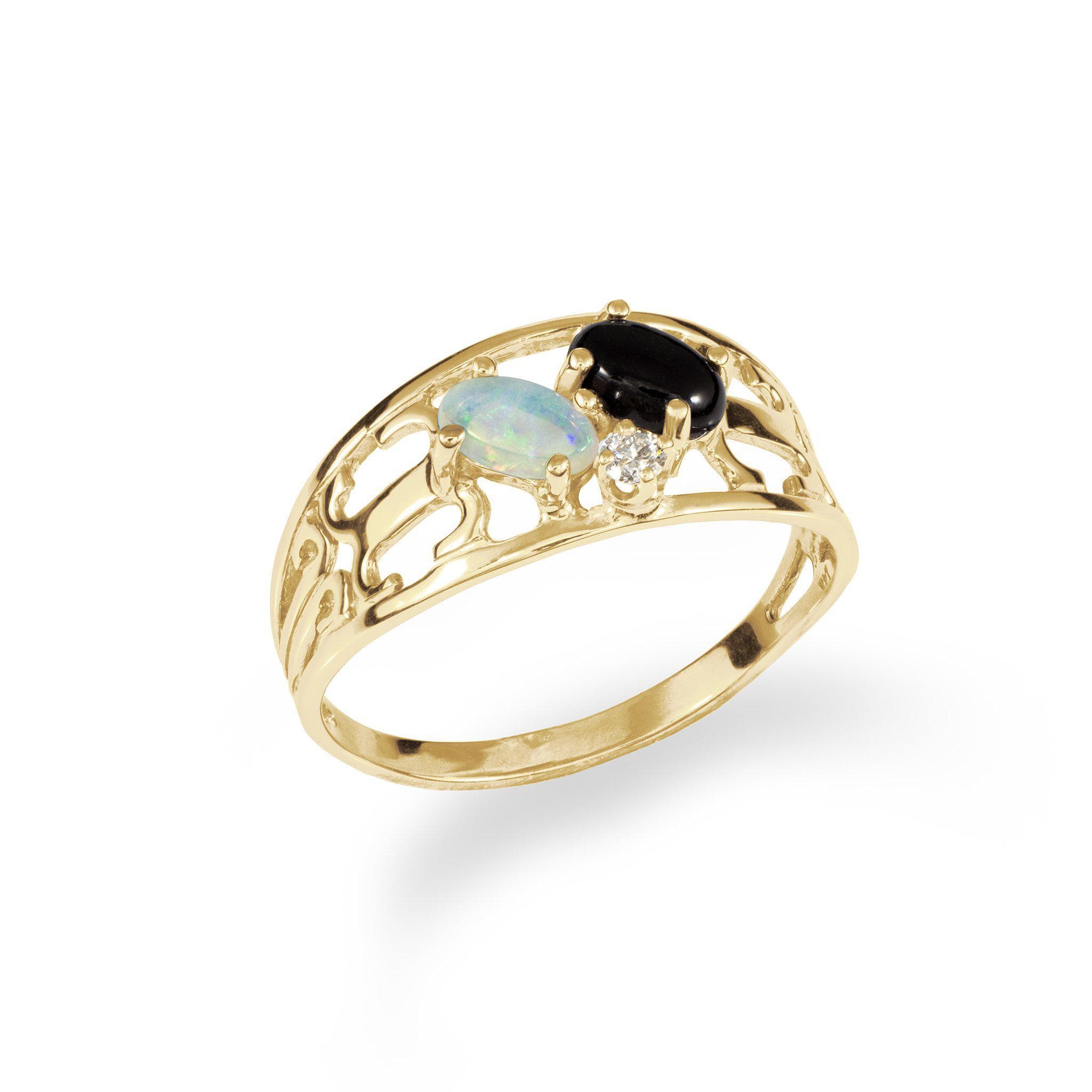 Black Coral Ring with Opal in Gold-Maui Divers Jewelry