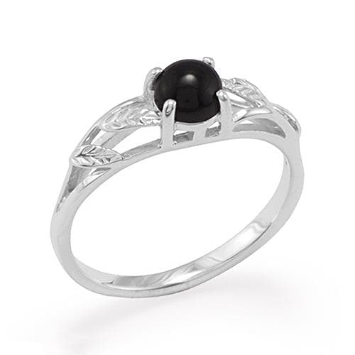Black Coral Ring in 14K White Gold-Maui Divers Jewelry