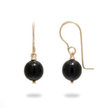 Hawaiian Black Coral Earrings in Gold (7-7.9mm)-Maui Divers Jewelry