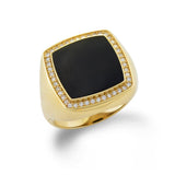 Black Coral Ring in Gold with Diamonds