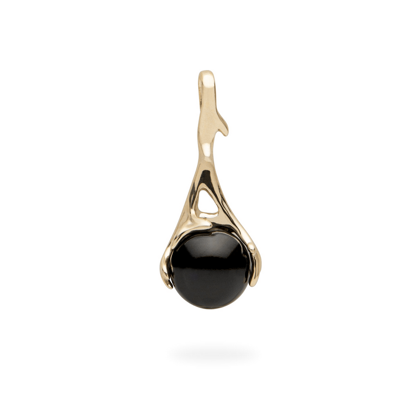 Hawaiian Heritage Black Coral Pendant in Gold - 25mm-Maui Divers Jewelry