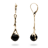 Hawaiian Heritage Black Coral Earrings in Gold-Maui Divers Jewelry