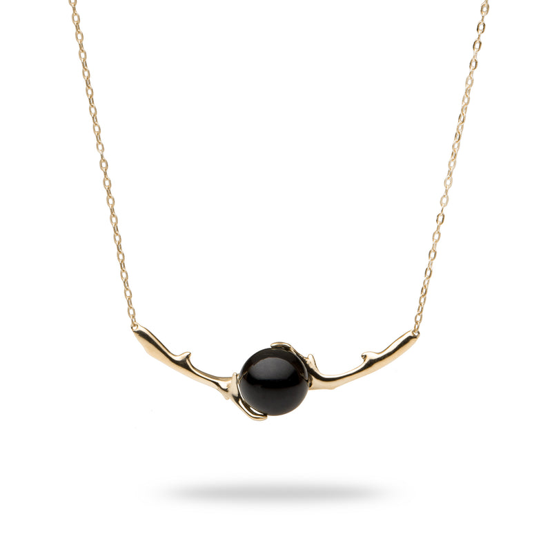 18" Hawaiian Heritage Black Coral Necklace in Gold-Maui Divers Jewelry