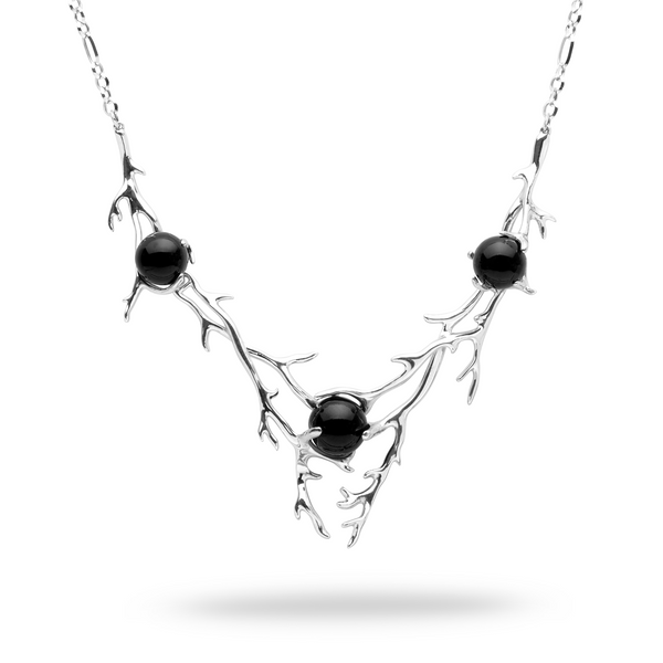 16.5-18" Adjustable Hawaiian Heritage Black Coral Necklace in White Gold-Maui Divers Jewelry