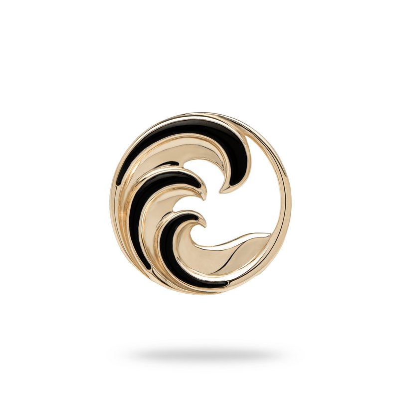 Nalu Black Coral Pendant in Gold - 22mm-Maui Divers Jewelry