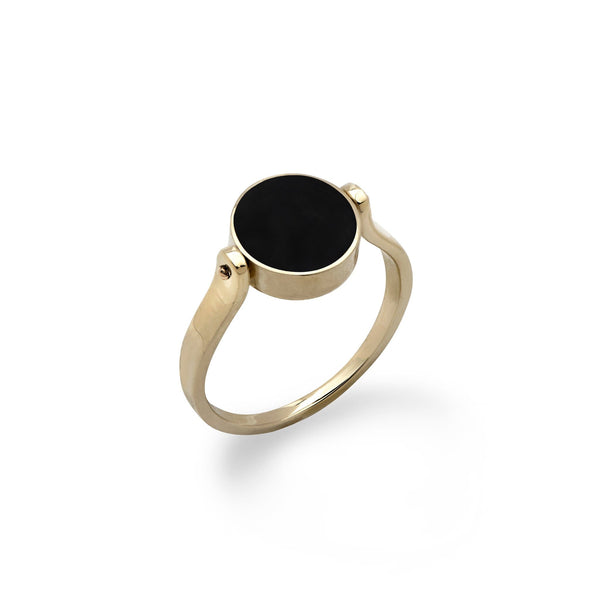Eclipse Flipside Black Coral Ring in Gold - 9mm-Maui Divers Jewelry