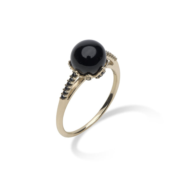 Night Blossom Black Coral Ring in Gold with Black Diamonds - Maui Divers Jewelry