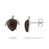 Honu Black Coral Earrings in White Gold - 12mm-Maui Divers Jewelry