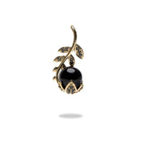 Night Blossom Black Coral Pendant in Gold with Black Diamonds