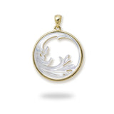 Nalu Splash Mother of Pearl Pendant in Gold - 22mm-Maui Divers Jewelry