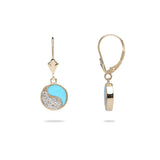 Yin Yang Turquoise Earrings in Gold with Diamonds - 10mm-Maui Divers Jewelry