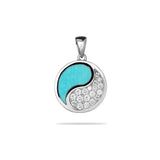 Yin Yang Turquoise Pendant in White Gold with Diamonds - 18.5mm - Maui Divers Jewelry