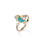 Sealife Seahorse Turquoise Ring in Gold with Diamonds - 15mm - Maui Divers Jewelry