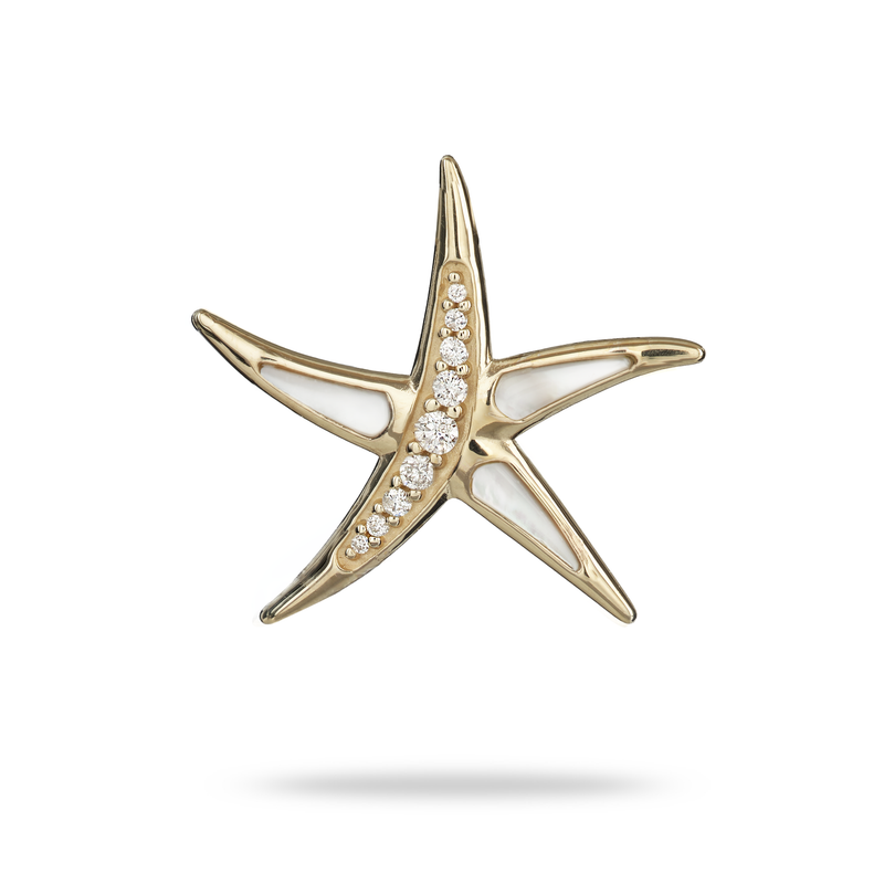 Sealife Starfish Mother of Pearl Pendant in Gold - 23mm - Maui Divers Jewelry