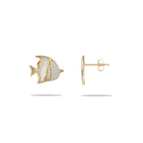 Sealife Angelfish Mother of Pearl Earrings in Gold with Diamonds - 12mm