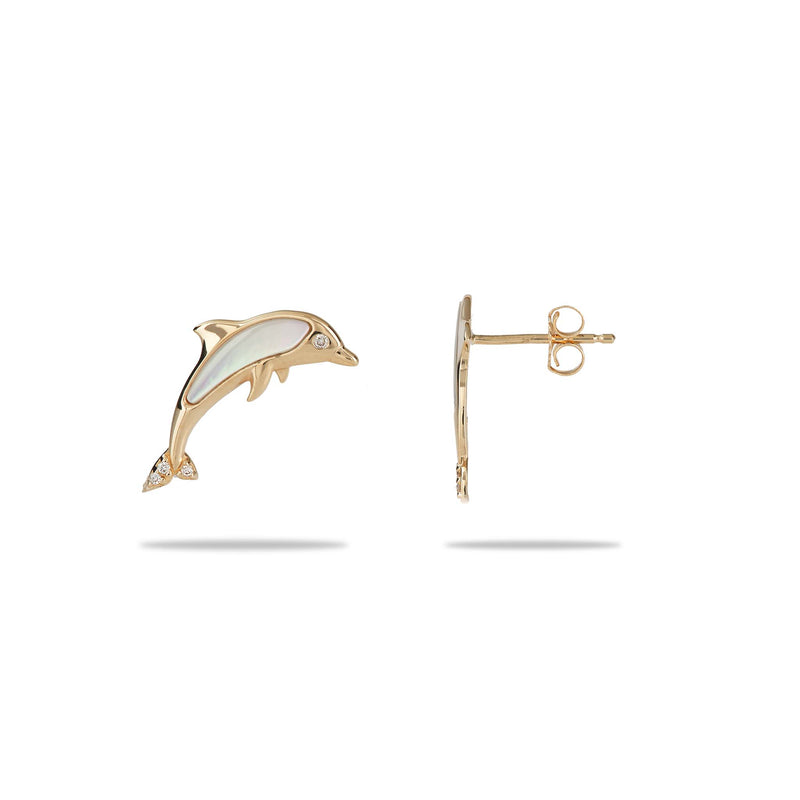 Sealife Dolphin Mother of Pearl in Gold with Diamonds - Maui Divers Jewelry